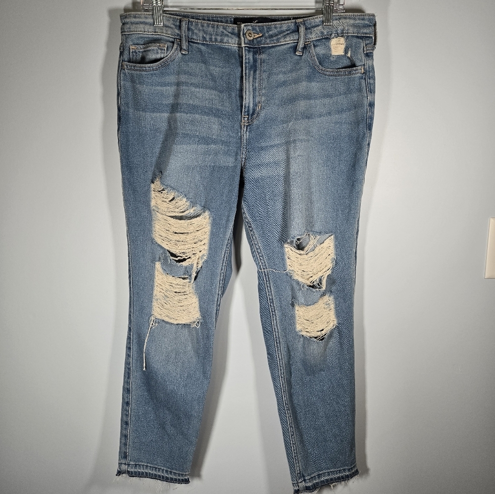 NWT! Hollister High Rise Super Skinny Crop Distressed‎ Jeans Womens Size 15R